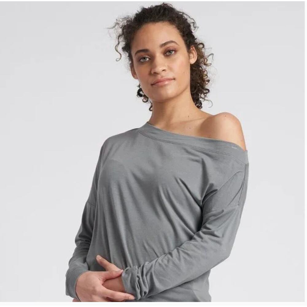 Universal Standard Dolci Top 4XS 00 0 Gray NWT Shirt Tee Off Shoulder Lounge